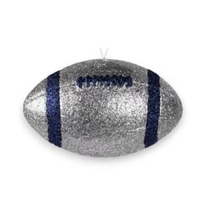 Navy Silver 3D Football Ornament