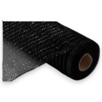 10" Black Metallic Deco Mesh