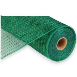 10" Green Metallic Deco Mesh