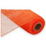 10" Orange Metallic Deco Mesh