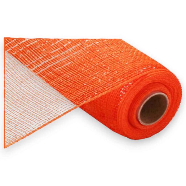 10" Orange Metallic Deco Mesh