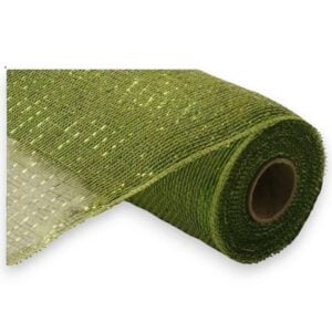 10" Moss Green Metallic Deco Mesh
