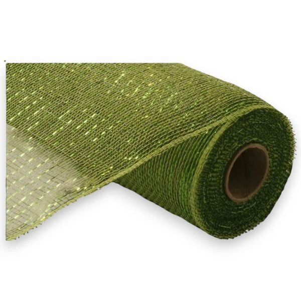 10" Moss Green Metallic Deco Mesh