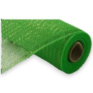 10" Lime Green Metallic Deco Mesh