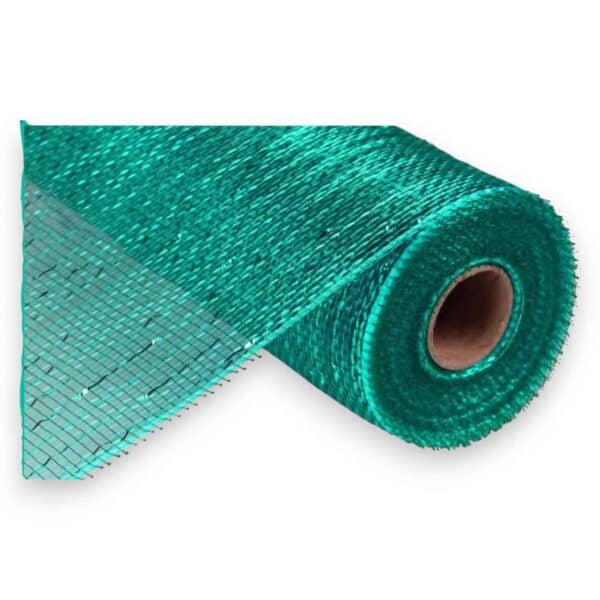 10" Teal Metallic Deco Mesh