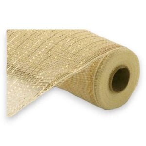 10" Cream Metallic Deco Mesh