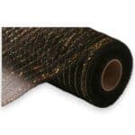 10" Black Gold Metallic Deco Mesh