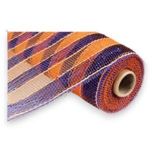 10" Blue Orange Metallic Deco Mesh