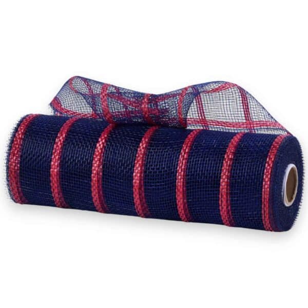 10" Navy Red Deco Mesh