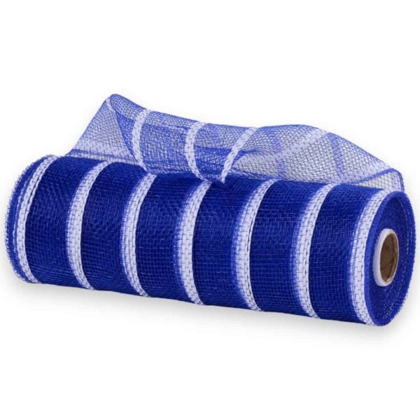 10" Blue and White Deco Mesh
