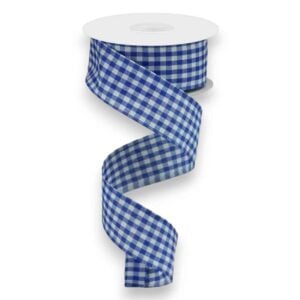 1.5" Blue Gingham Ribbon - 10 yards