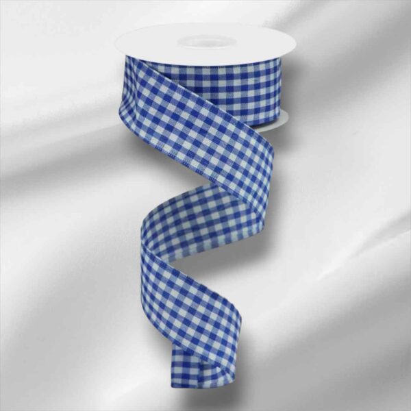 1.5" Blue Gingham Ribbon - 10 yards
