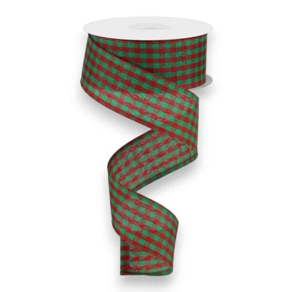 1.5" Christmas Gingham Ribbon - 10
  yards