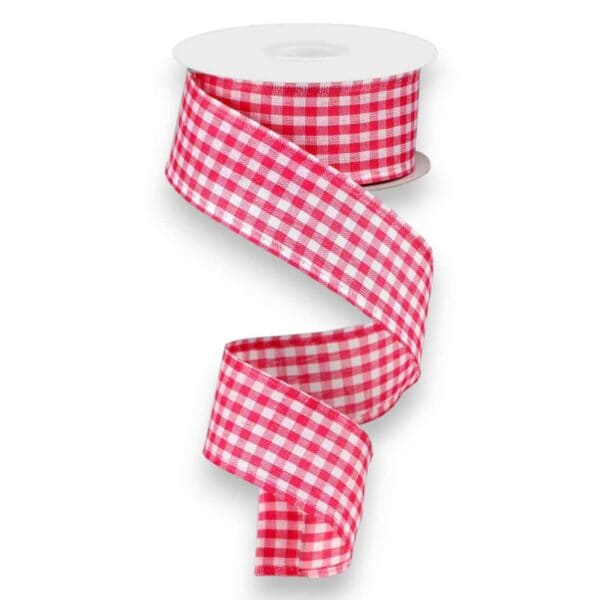 1.5" Pink Gingham Ribbon - 10 yards