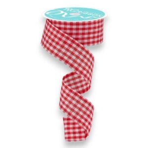 1.5" Red Gingham Ribbon - 10 yards