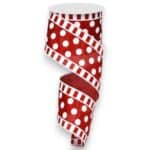 2.5" Crimson White Polka Dot Stripe
Ribbon - 10 yards