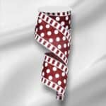 2.5" Burgundy White Polka Dot Stripe
  Ribbon - 10 yards