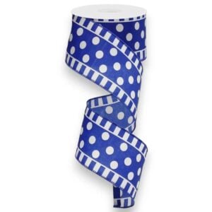 2.5" Blue and White Polka Dot Stripe
Ribbon - 10 yards