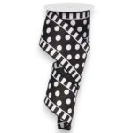 2.5" Black White Polka Dot Stripe
Ribbon - 10 yards