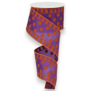 2.5" Orange Purple Polka Dot Stripe
Ribbon - 10 yards