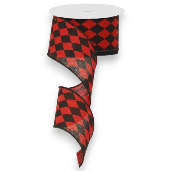 2.5" Red Black Harlequin Ribbon - 10
  yards