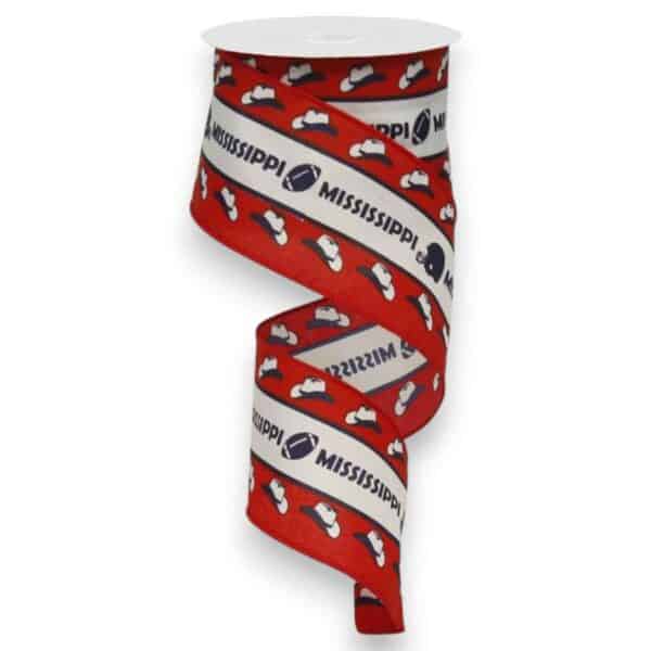 2.5" Ole Miss Stripe Ribbon - 10
  yards