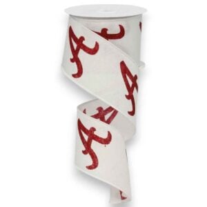 2.5" White Alabama Ribbon - 10 yards