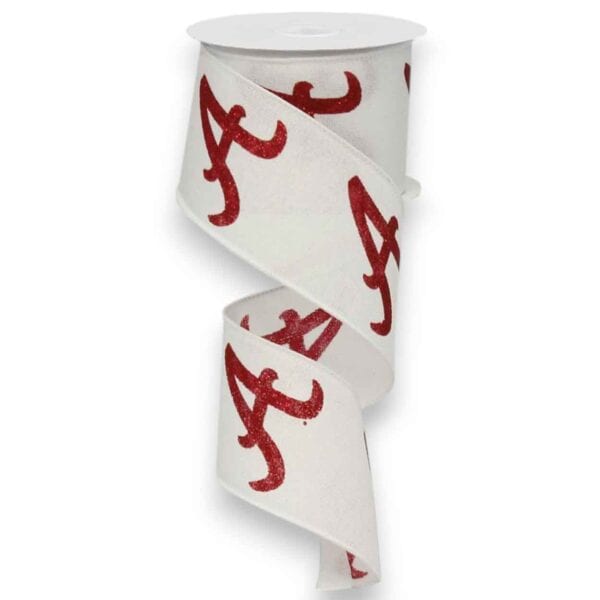 2.5" White Alabama Ribbon - 10 yards