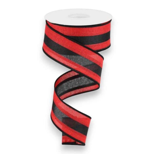1.5" Red Black Stripe Ribbon
  Horizontal - 10 yards
