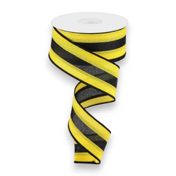 1.5" Yellow Black Stripe Ribbon - 10
  yards
