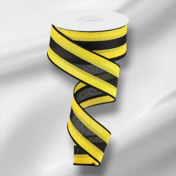1.5" Yellow Black Stripe Ribbon - 10
  yards