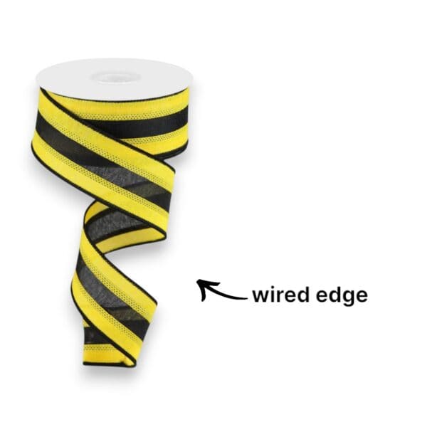 1.5" Yellow Black Stripe Ribbon - 10
  yards