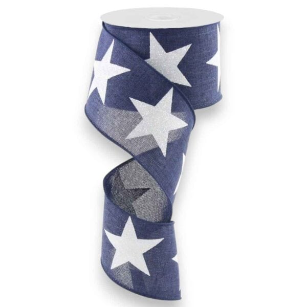 2.5" Navy Star Ribbon - 10 yards