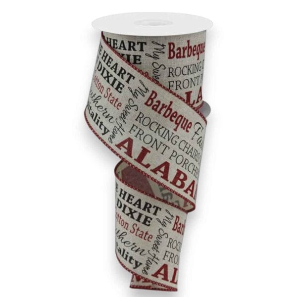 2.5" Alabama Heart of Dixie Ribbon -
  10 yards