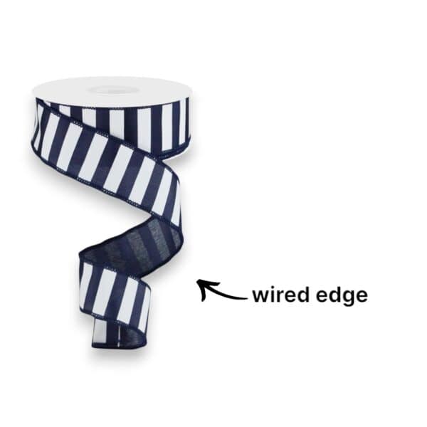 1.5" Navy and White Stripe Ribbon -
  10 yards