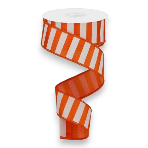 1.5" Orange and White Stripe Ribbon
  - 10 yards