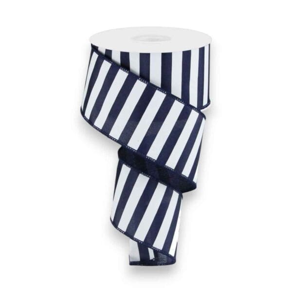 2.5" Navy White Stripe Ribbon - 10
  yards