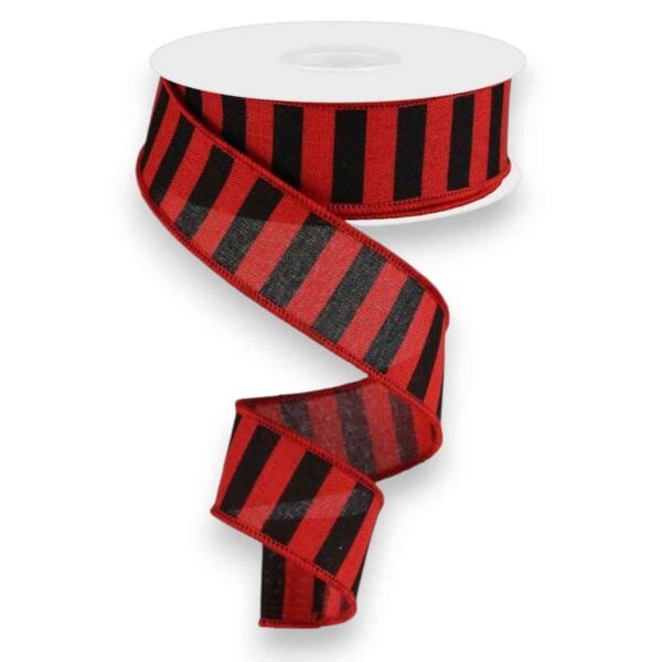 1.5" Red Black Stripe Ribbon - 10
  yards