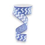 1.5" Blue and White Chevron Ribbon -
  10 yards
