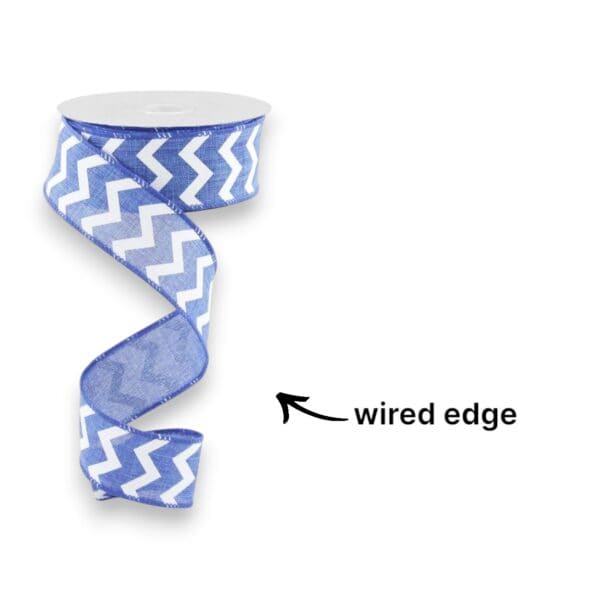 1.5" Blue and White Chevron Ribbon -
  10 yards