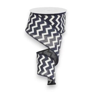 2.5" Navy and White Chevron Ribbon -
10 yards