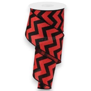 2.5" Red Black Chevron Ribbon - 10
  yards