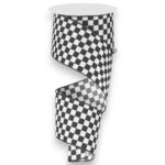 2.5" Black and White Check Ribbon -
  10 yards