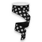 1.5" Black and White Polka Dot
  Ribbon - 10 yards