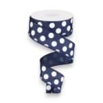 1.5" Navy and White Polka Dot Ribbon
- 10 yards