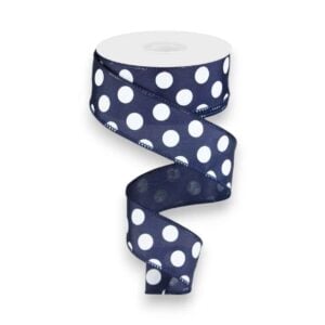 1.5" Navy and White Polka Dot Ribbon
- 10 yards