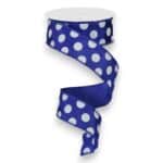 1.5" Blue and White Polka Dot Ribbon
  - 10 yards