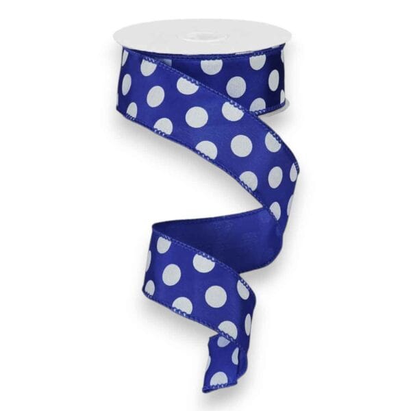 1.5" Blue and White Polka Dot Ribbon
  - 10 yards