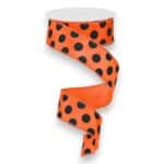 1.5" Orange Black Polka Dot Ribbon -
10 yards