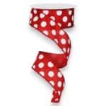 1.5" Red and White Polka Dot Ribbon
- 10 yards